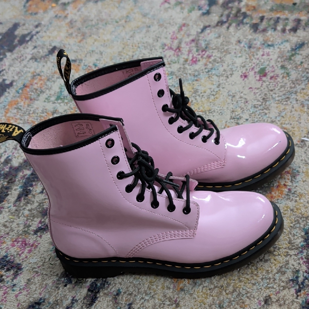 Dr. Martens Glossy Pink Combat Boots